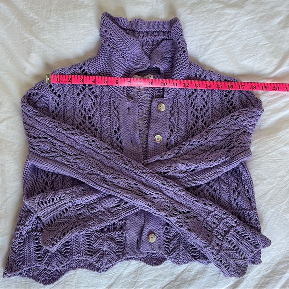 Textured Knit Sweater Cardigan lilac - Picture 5 of 11